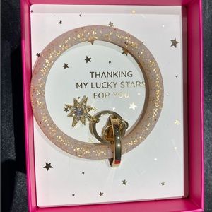 Oventure Gift Box Gold Confetti Key Ring w charm Plus Large coin purse NWOT